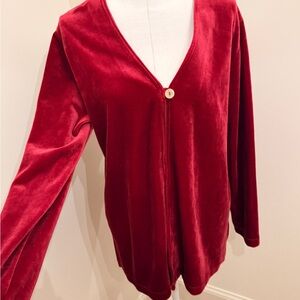 Vintage Red Velvet Button-Up Cardigan